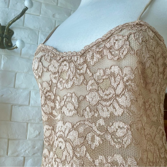 Vintage 1990s Y2K Circa 2000 Lace Overlay Spaghetti Strap Mini Dress - Picture 5 of 14